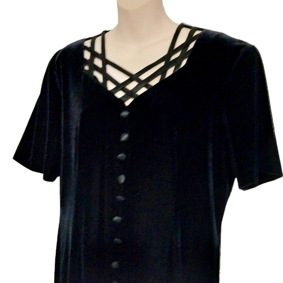 🔵BOGO FREE🔵 Vintage 90's Dressy Betsy Black Velvet Maxi Dress Sz 16 - Picture 2 of 5